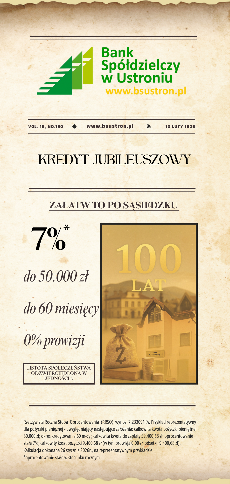 Ulotka Bank kredyt jubileuszowy